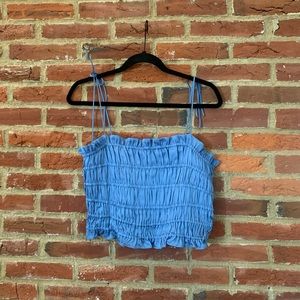 NWOT Smocked silky blue top